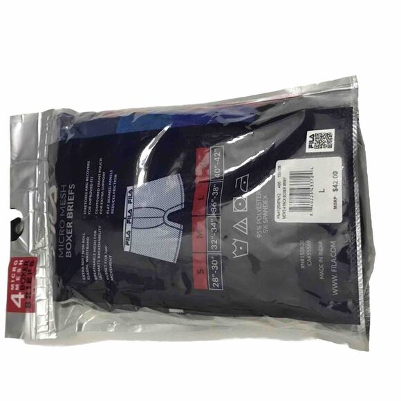 FILA  Men’s 4 Pack Bóxer Briefs Breathable Micro Mesh Black  & Blue Color Size L - Picture 5 of 8
